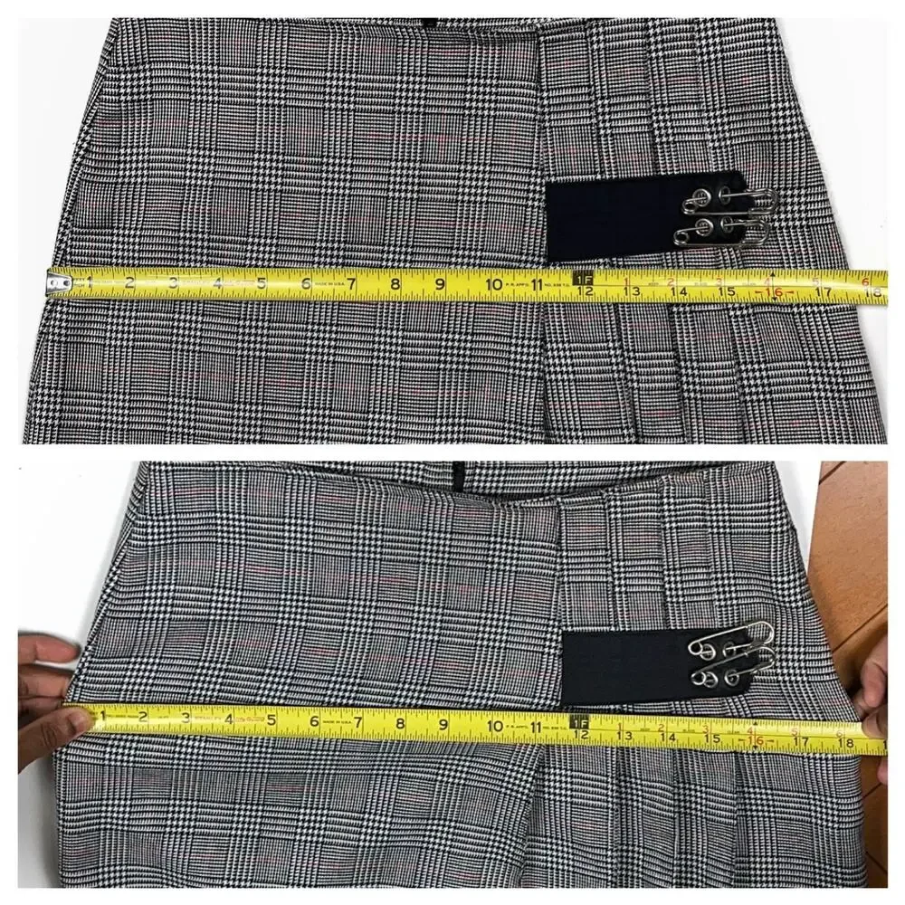 Y2K Serious Los Angeles Plaid Houndstooth Mini Skirt Small Vintage LA Clothing